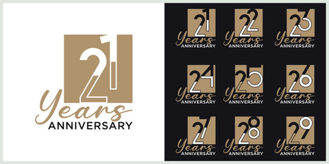 anniversary set logotype vector with brown and white color for special celebration day