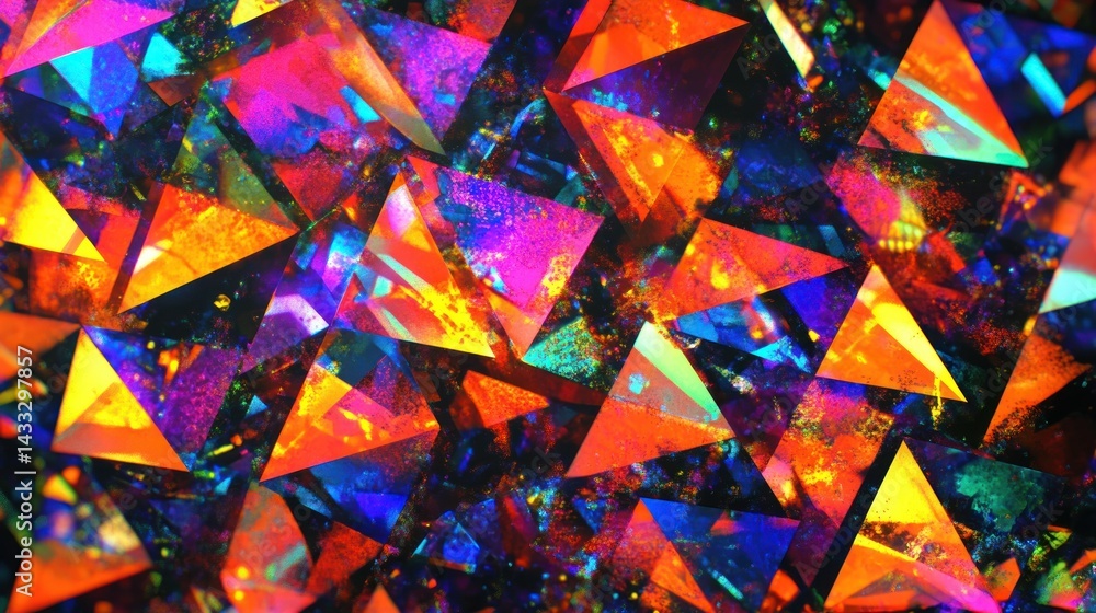 Aufkleber a colorful arrangement of geometrical transparent triangular shapes is visible