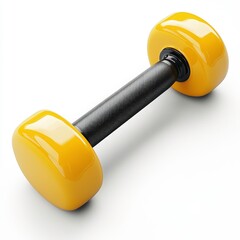 Bright yellow dumbbell rests on a smooth surface, ready for an intense workout or strength training session at home or gym