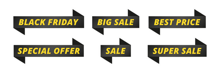 Set of sale stickers for Black Friday.