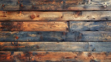 Rustic Charred and Natural Wood Plank Wall Background Texture