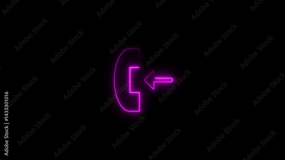 Aufkleber glowing neon logout icon animation on black background for technology and security concepts
