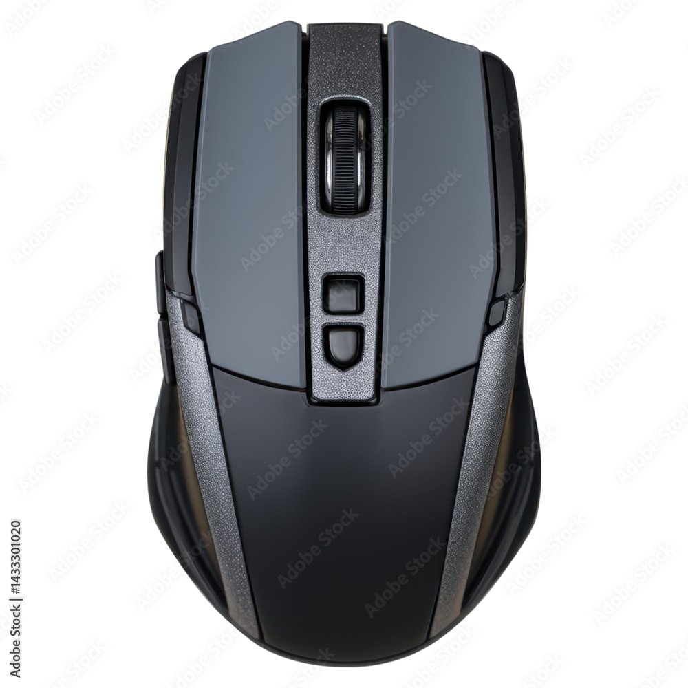 Poster high-quality wireless computer mouse with ergonomic design and features, isolated on transparent bac