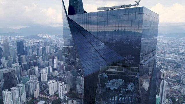 Tip of the Merdeka 118 tower megastructure in Kuala Lumpur, Malaysia