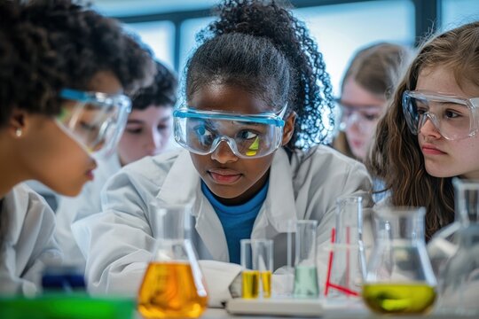 High school students conducting science experiment