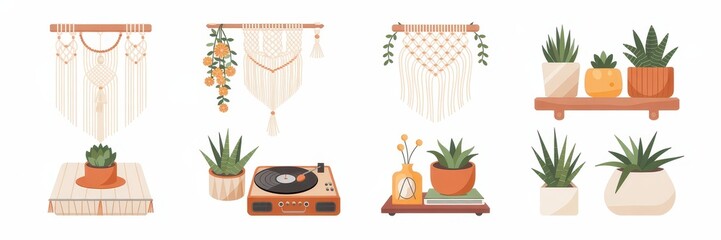 Fototapeta premium Bohemian decor elements for a cozy living space