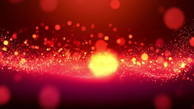 Bright red Christmas lights on a tree create a festive holiday background with a shiny, glowing celebration of winter