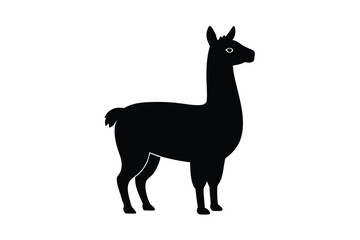 Alpaca Silhouette Black Minimalist Animal Icon
