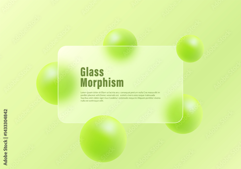 Poster website landing page template in glass morphism style. presentation screen with glass overlay effect