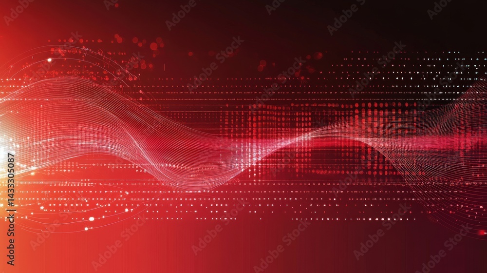 Poster abstract red digital wave pattern