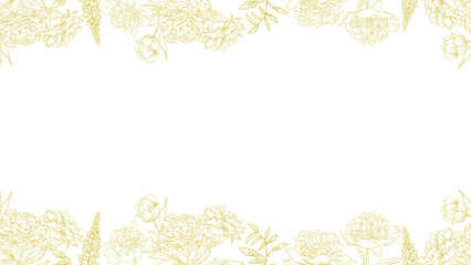 Flower Line Art Wallpaper Banner Frame Gold Color. Best for wedding, event banner.