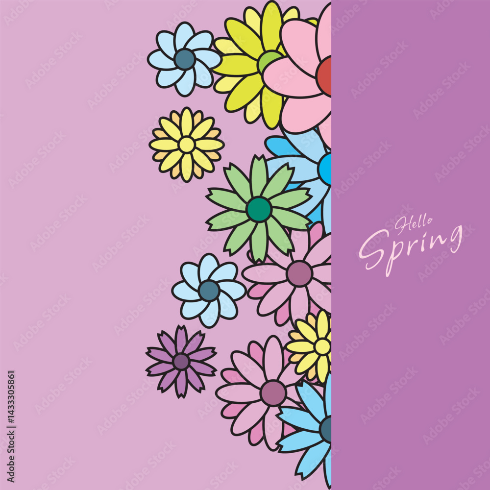 Poster abstract background design with colorful flower sprinkles, abstract background with flowers with spr