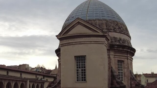 Marseille, France, February 2, 2025: View of the Vielle Charite. A cultural center in a former 17th-century almshouse with a dome
