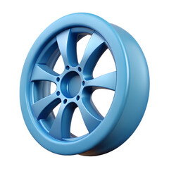 Obraz premium High quality 3d rendering icon of a blue car wheel with eight spokes land transportation isolated on white background,perfect for automotive and transportation themes