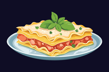 Lasagna Pasta Food - Vector Illustration