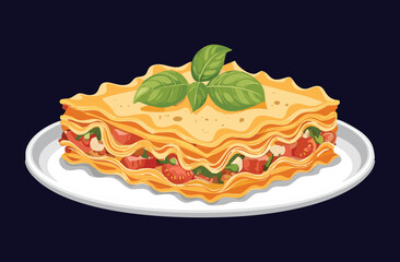 Food of Lasagna Pasta - Vector Illustration