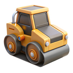 Naklejka premium High quality 3d rendering icon of a yellow construction vehicle land transportation isolated on white background steamroller road roller heavy machinery construction equipment