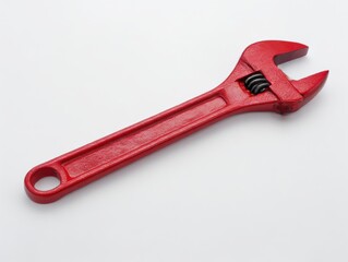 Red adjustable wrench tool isolated on white background