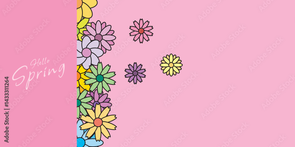 Poster abstract background design with colorful flower sprinkles, abstract background with flowers with spr