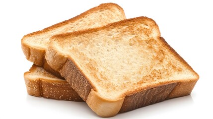 Toasted bread slices with white background.