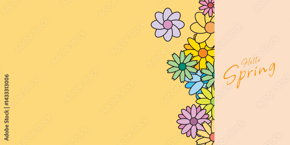 Poster abstract background design with colorful flower sprinkles, abstract background with flowers with spr