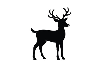 Reindeer Silhouette Black Minimalist Animal Icon