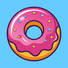 A Delicious Donut with Pink Frosting and Colorful Sprinkles Illustration