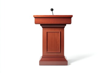 A classic wooden podium with a microphone, ideal for speeches and presentations.