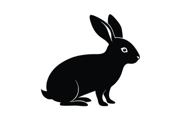 Rabbit Silhouette Black Minimalist Animal Icon