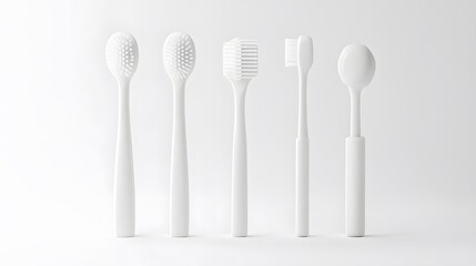 White Toothbrushes on White Background.