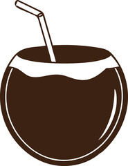 Simple Illustration of a Coconut Drink with Straw