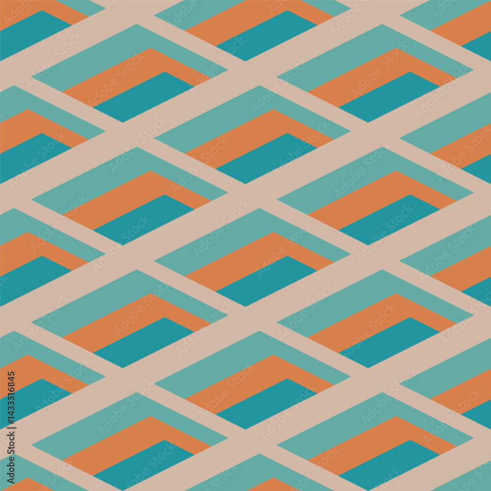 Poster geometric pattern background, abstract seamless background with retro color