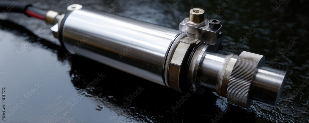 Poster high quality hydraulic brake system component featuring polished metal finish, showcasing precision 