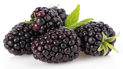 Ripe Blackberry collection isolated on a white background