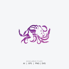 Purple Lion Vector Logo | Majestic Animal Graphic Design Download
