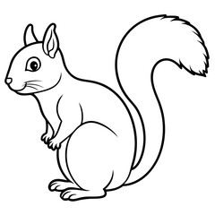 Minimalist Squirrel Line Art Vector
