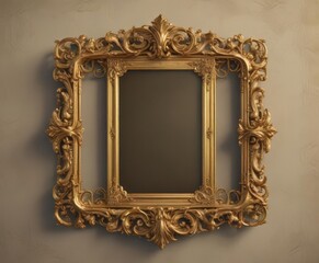 Ornate gold scroll frame, vintage style, royal design , detail, baroque