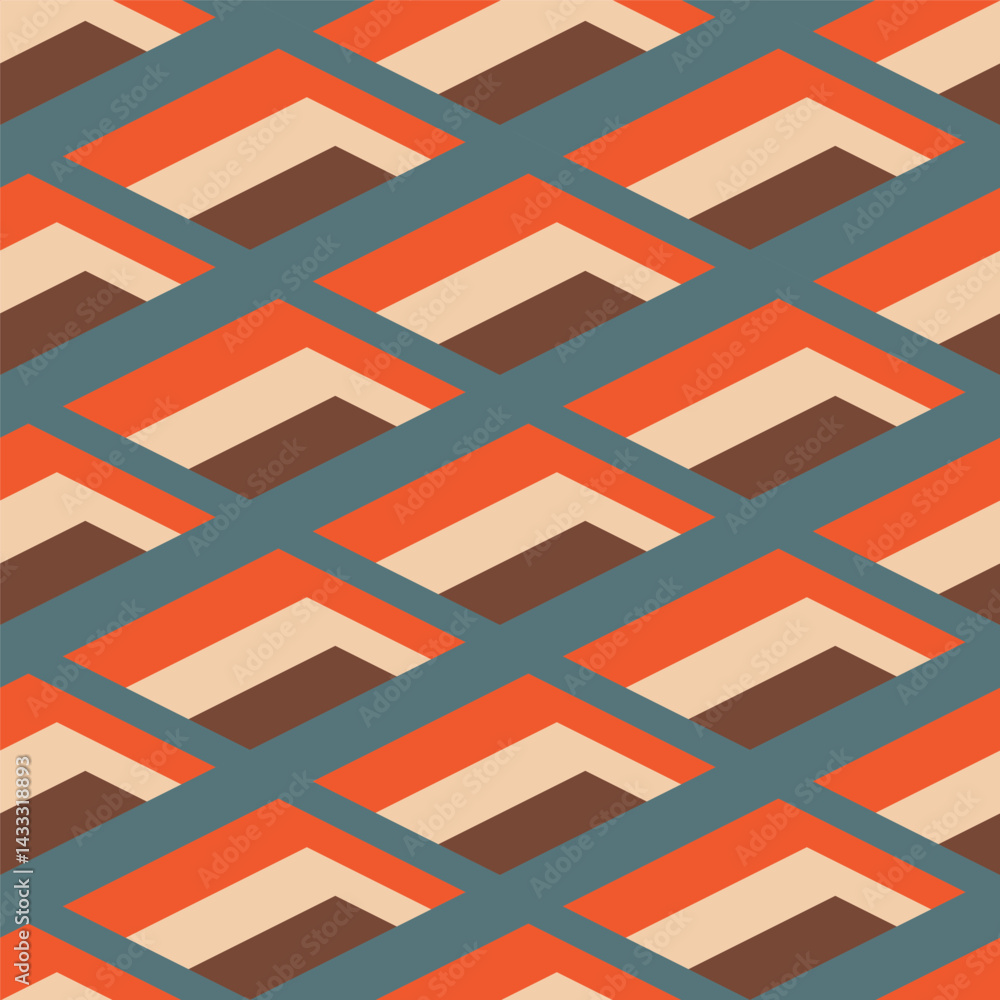 Poster geometric pattern background, abstract seamless background with retro color