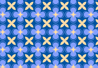 Blue Batik Kawura Seamless Pattern. Perfectly fit for textile and fashion.
