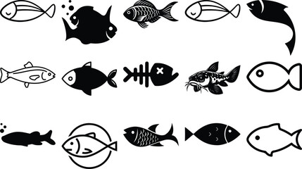 Fish Bundel   simple icon. Vector ICON all icon Viktor