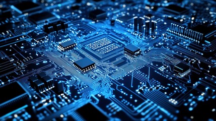 Detailed close up image of a computer circuit board