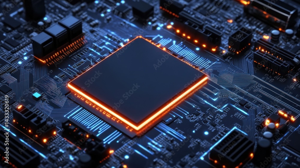 Aufkleber high-tech computer chip on circuit board