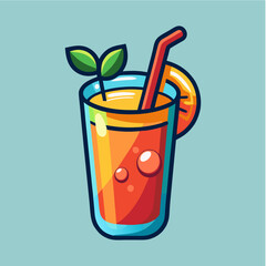 Refreshing cartoon orange juice illustration with vibrant colors and playful details