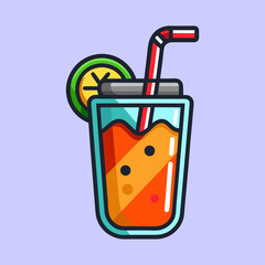 Vibrant and Colorful Summer Cocktail Illustration Featuring a Lime Slice and Straw