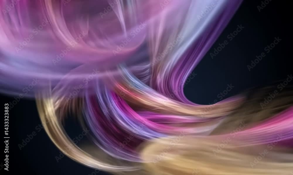 Poster flowing light trails in purple pink and blue swirl together in dynamic background made with generati