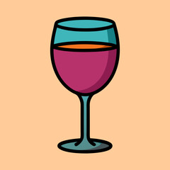 Stylized vector illustration of a wine glass on a peach background