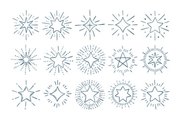 Set Hand drawn sparkling stars	
