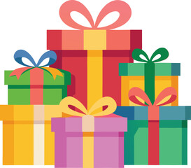 Colorful Gift Boxes with Bows Festive Holiday Present Illustration celebration, holidays, and special occasions. Perfect for Christmas