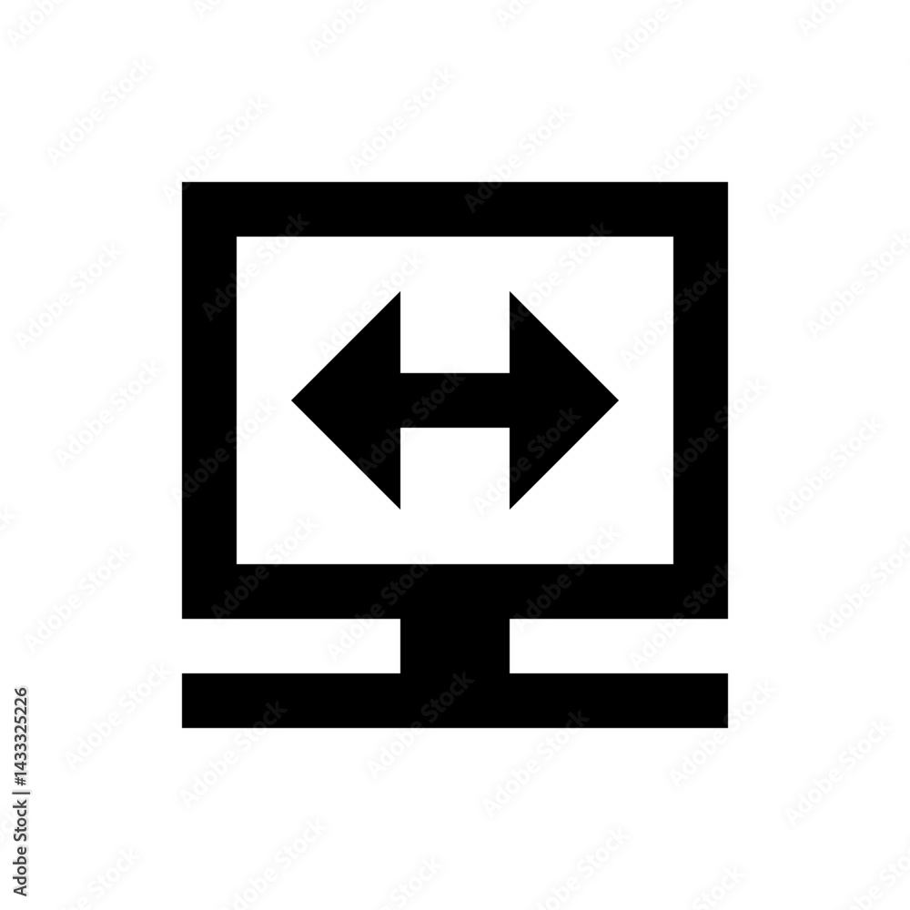 Poster monitor displaying a horizontal double headed arrow indicating direction and data transfer across de