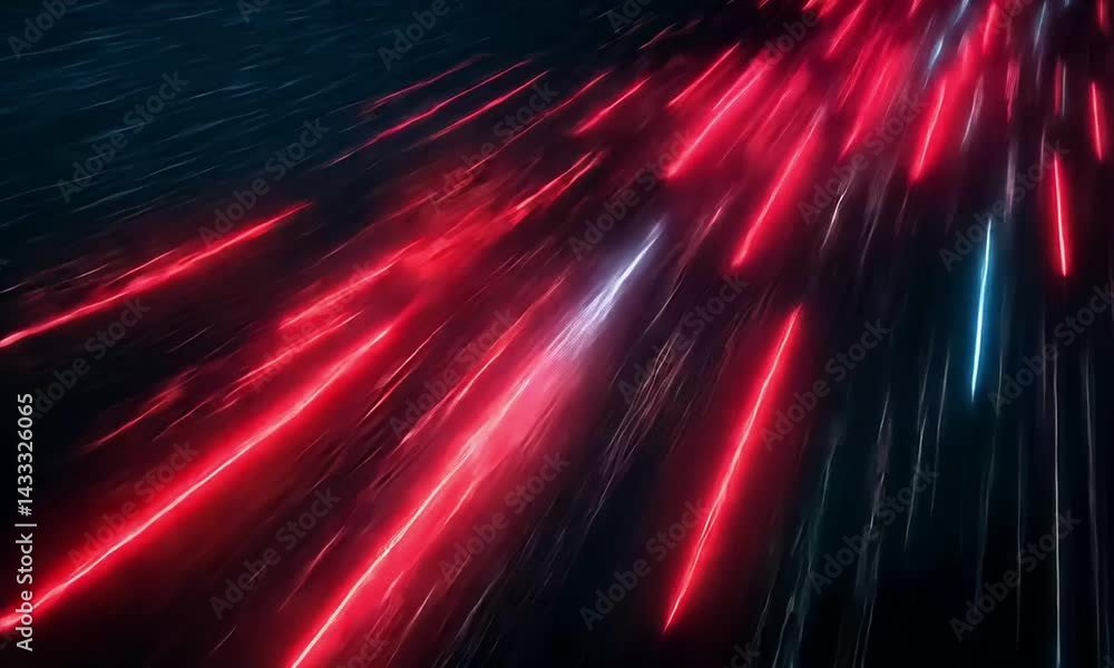 Poster abstract aerial scene of black space and vivid diagonal red lines in motion made with generative ai 